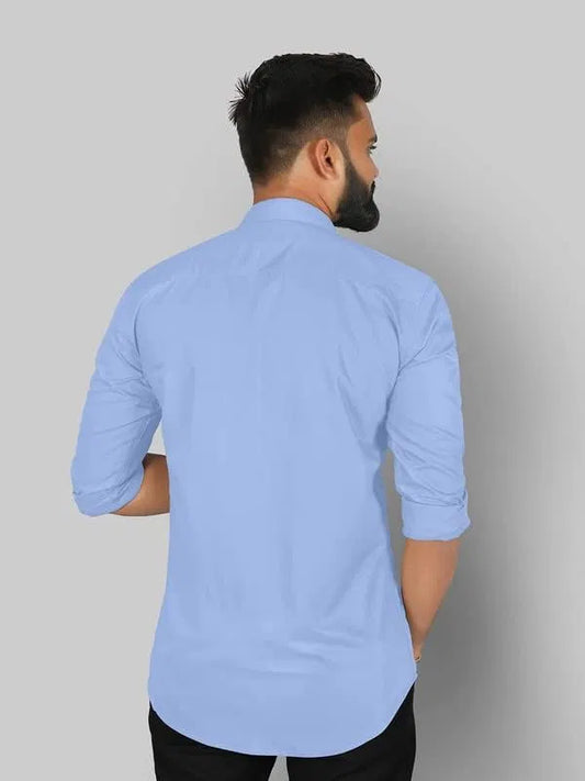 Men’s Sky Blue Slim Fit Formal & Casual Shirt Full Sleeve Solid Shirt Pack of 2