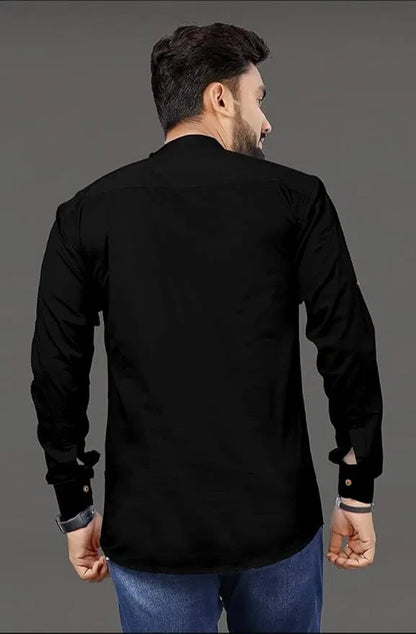 Men's Slim Fit Full Sleeve Cotton Short Kurta Pack of 1