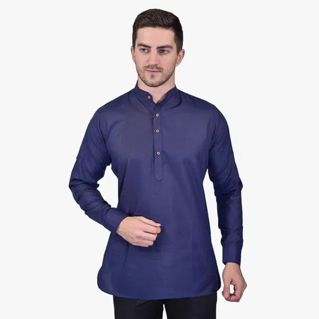 Men's Slim Fit Full Sleeve Cotton Short Kurta Pack of 2